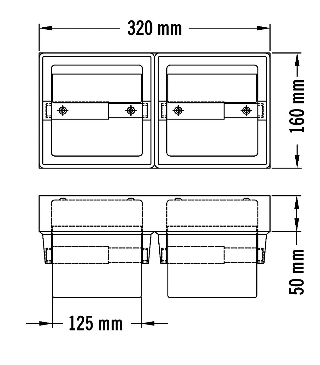 Medisteel Double toilet roll holder with cover AI0320