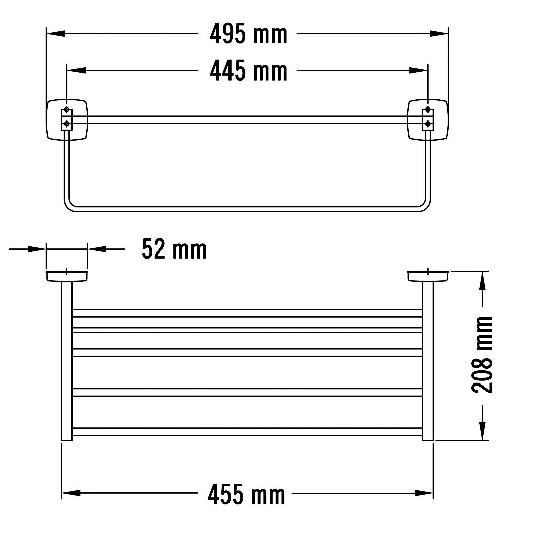 Medisteel Towel shelf with bar AI0710