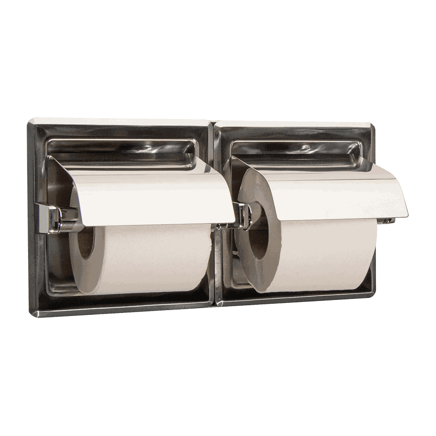 Medisteel Recessed double toilet roll holder with cover AIE320