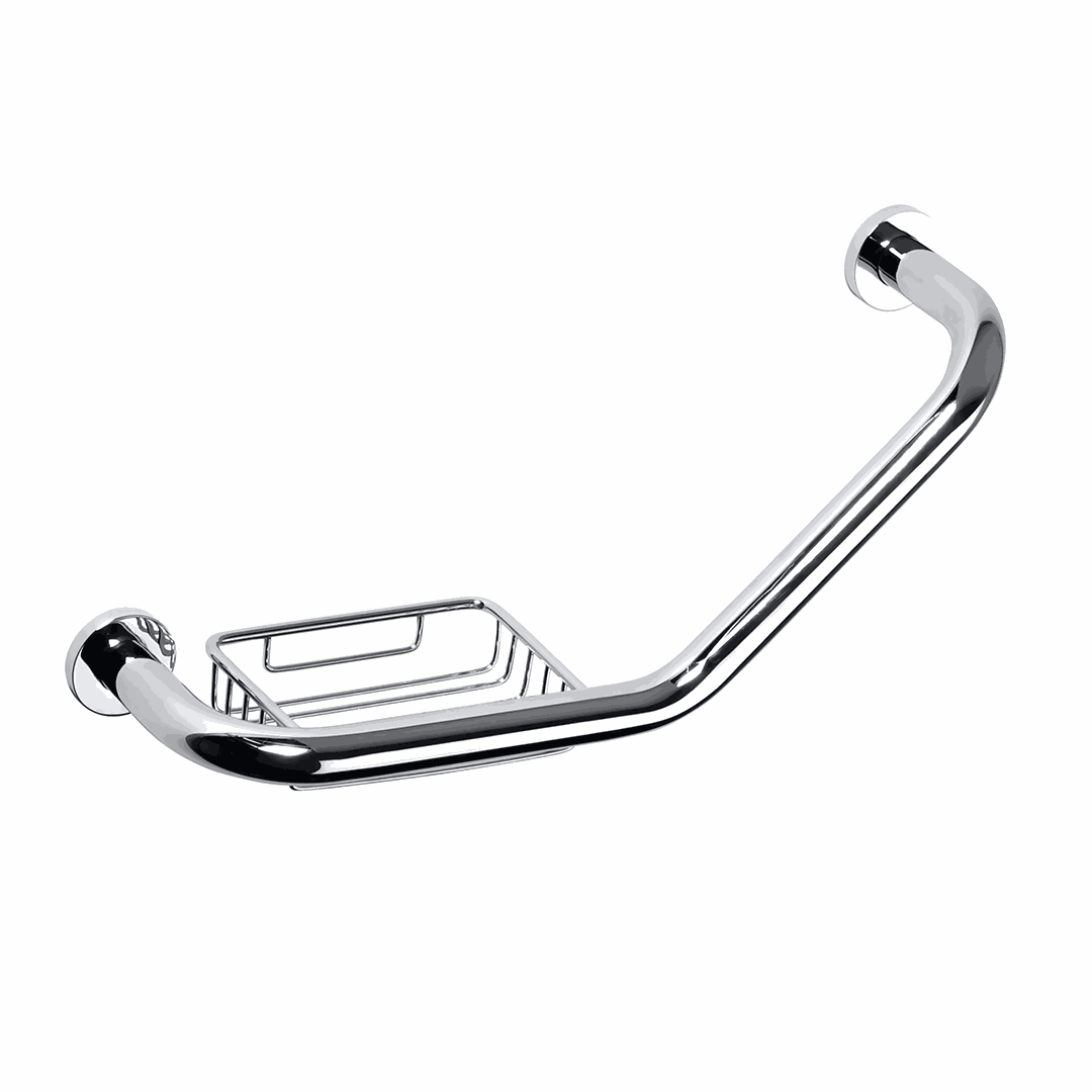 Omega Grab bar, angular 135°, with soap dish