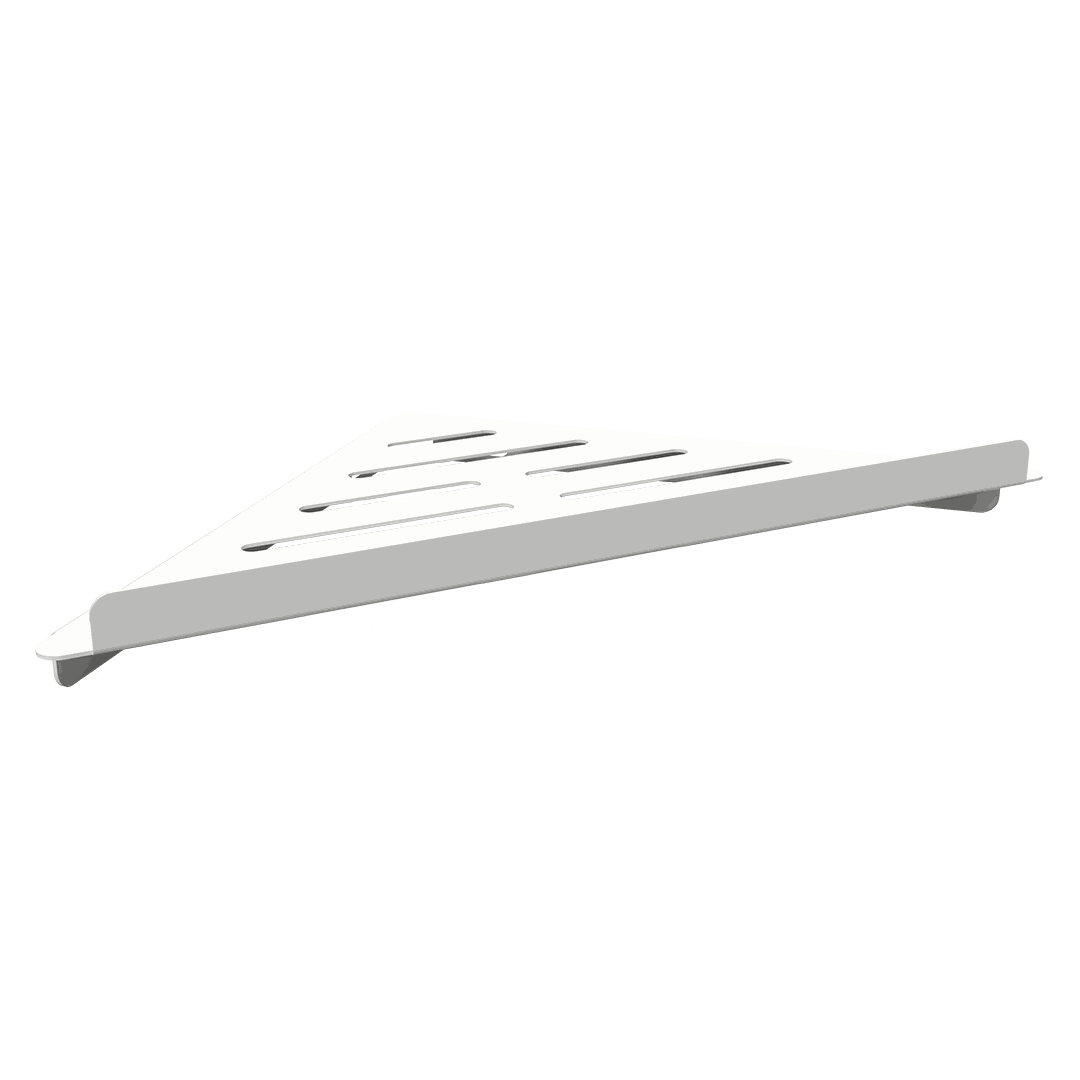 White Corner shower shelf, 262 mm
