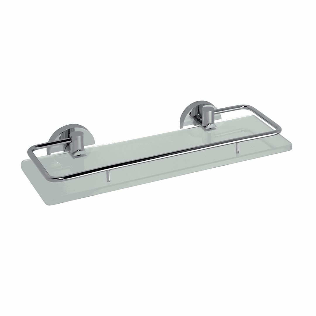 Omega Glass shelf with hinged rail, 300 mm
