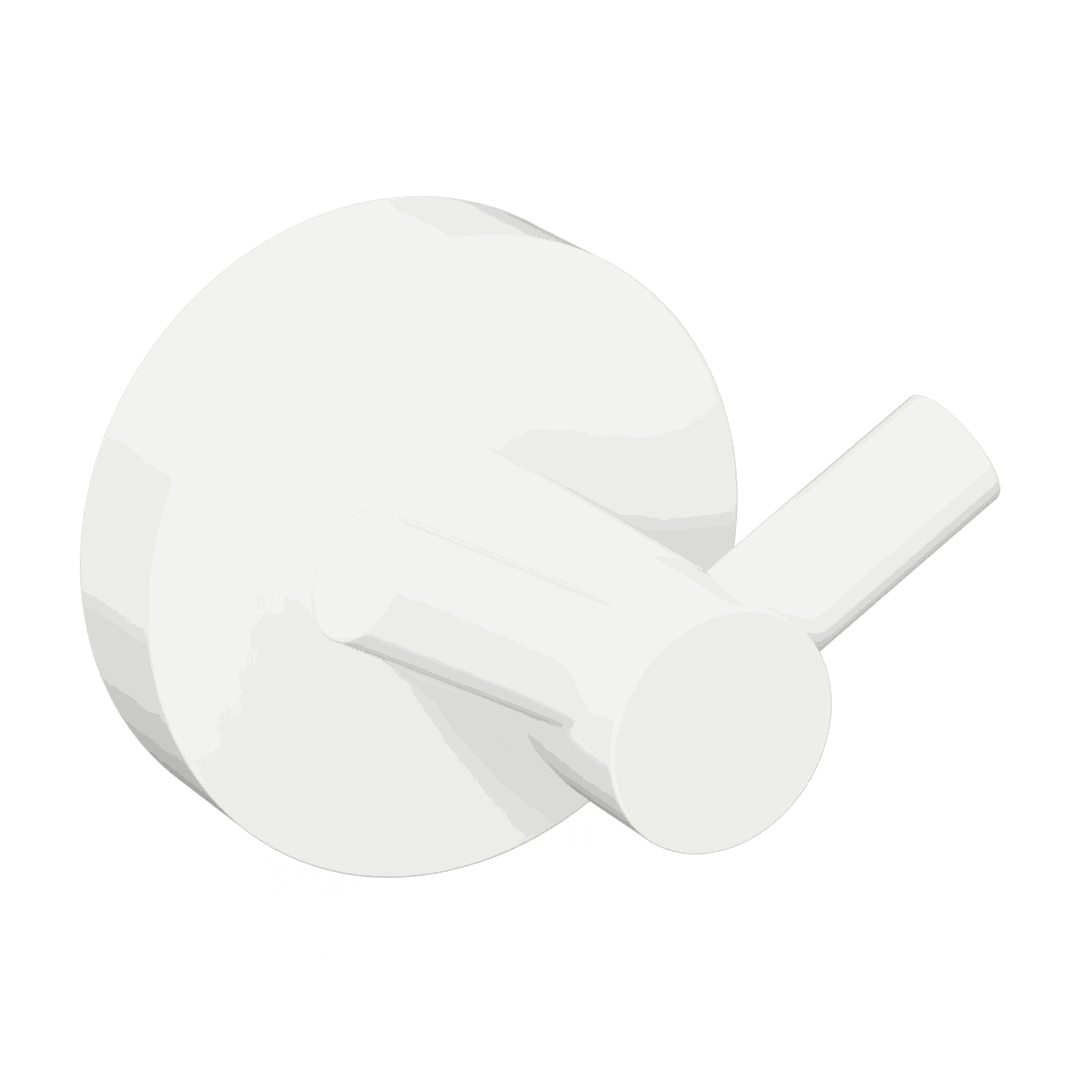 White Double robe hook