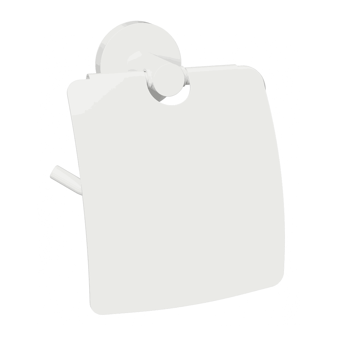 White Toilet paper holder, with cover