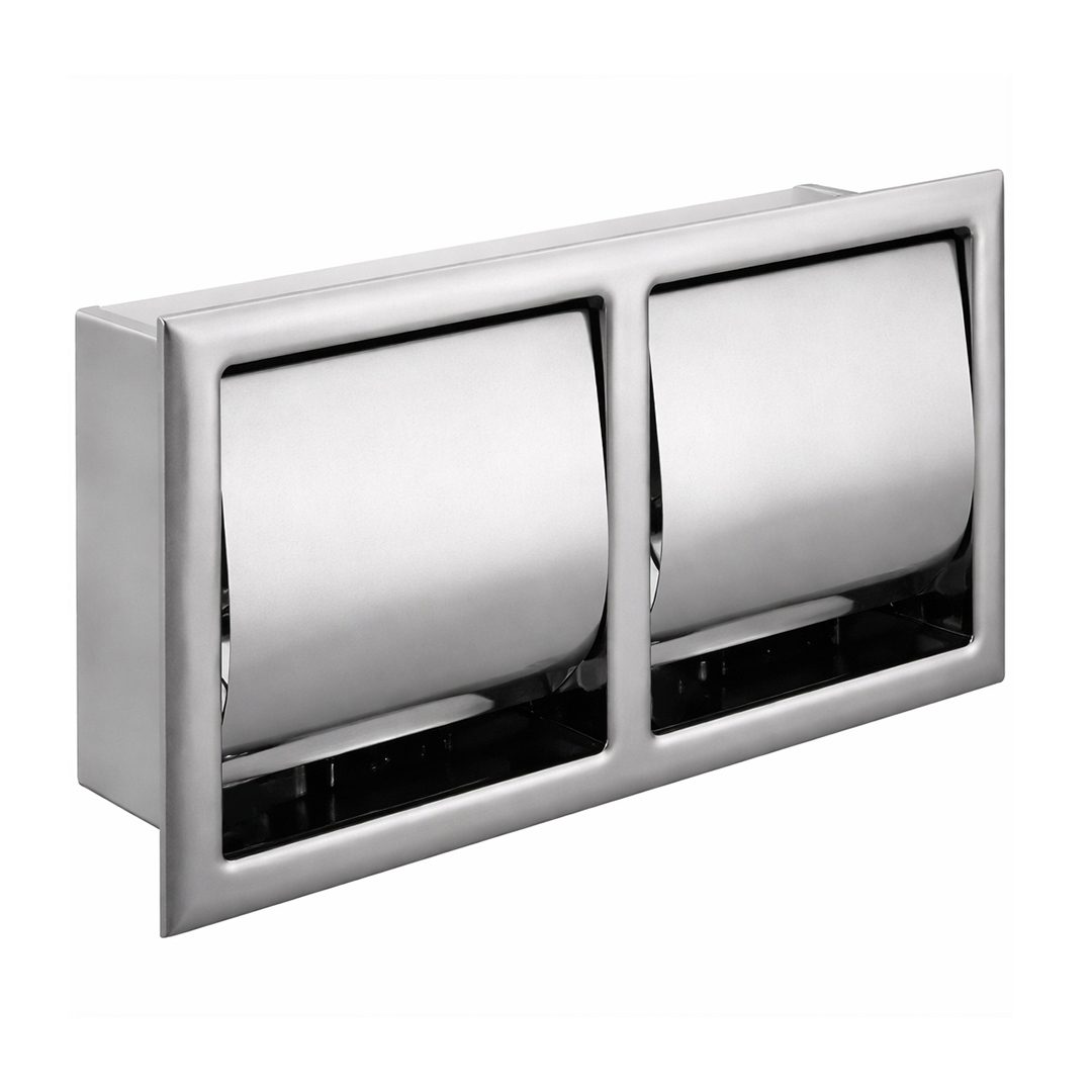 Hotel Toilet paper holder, double, built-in, with cover