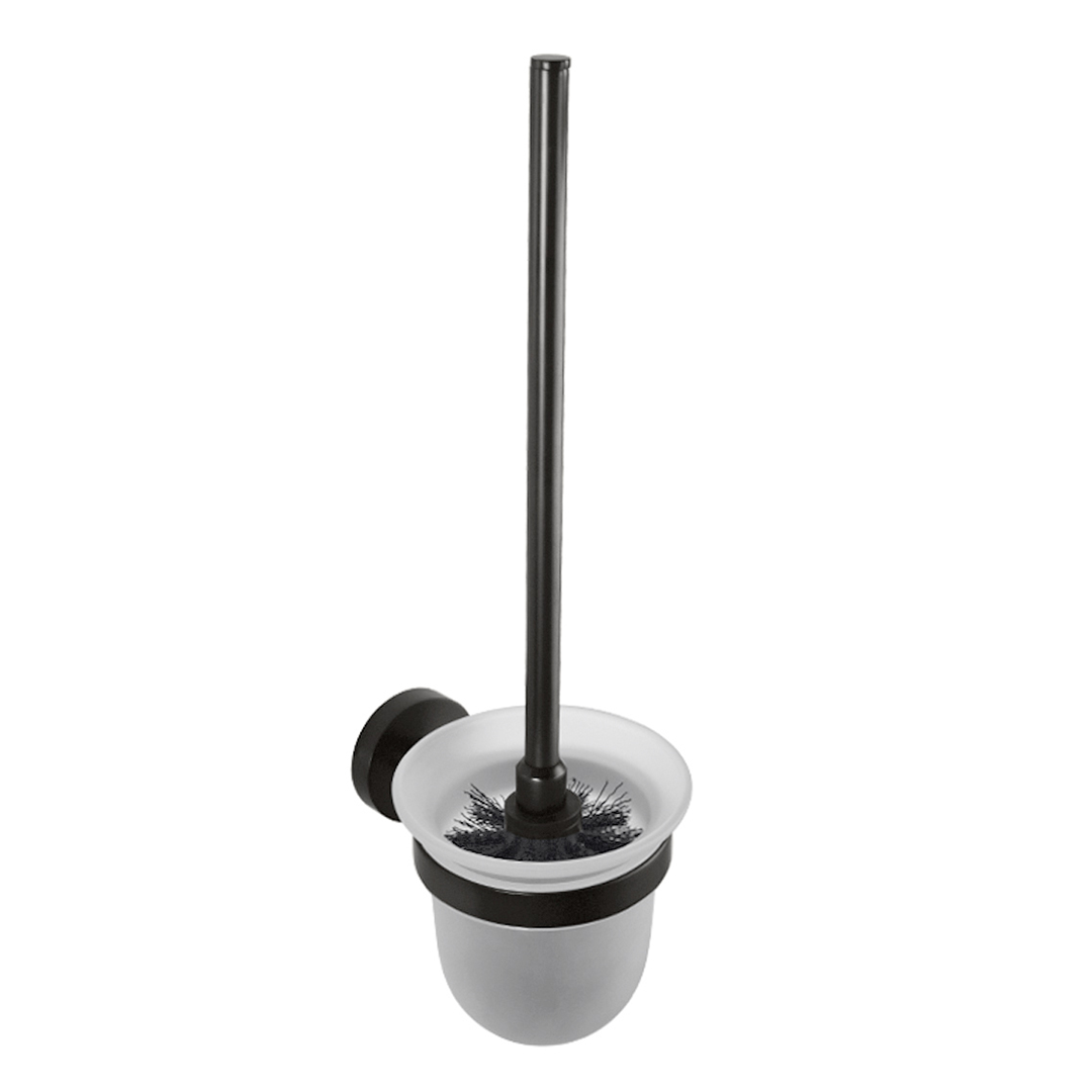 Dark Wall mounted toilet brush holder, glass