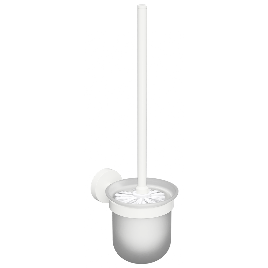 White Wall mounted toilet brush holder, glass