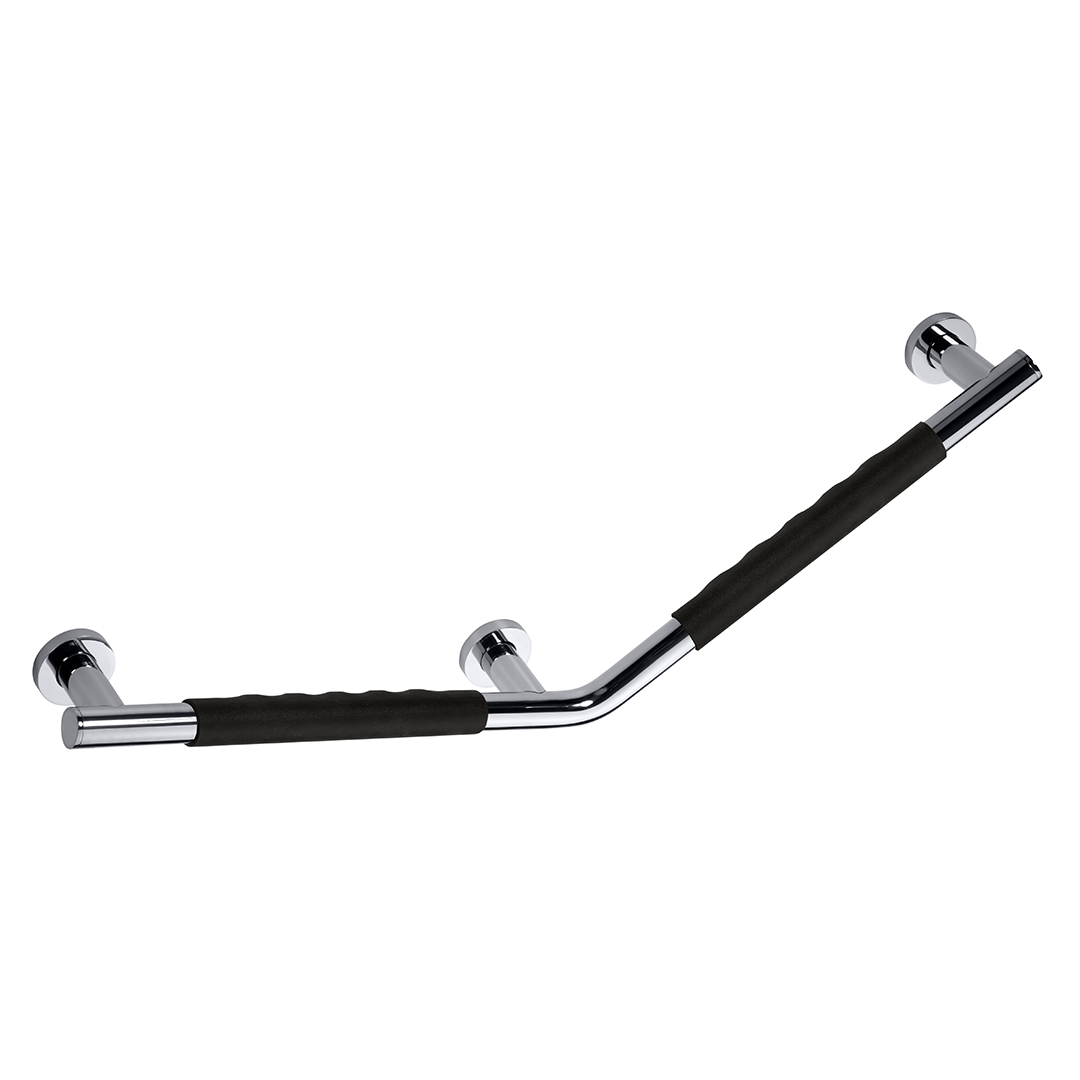 Omega Grab bar, angular 135°, right, black rubber