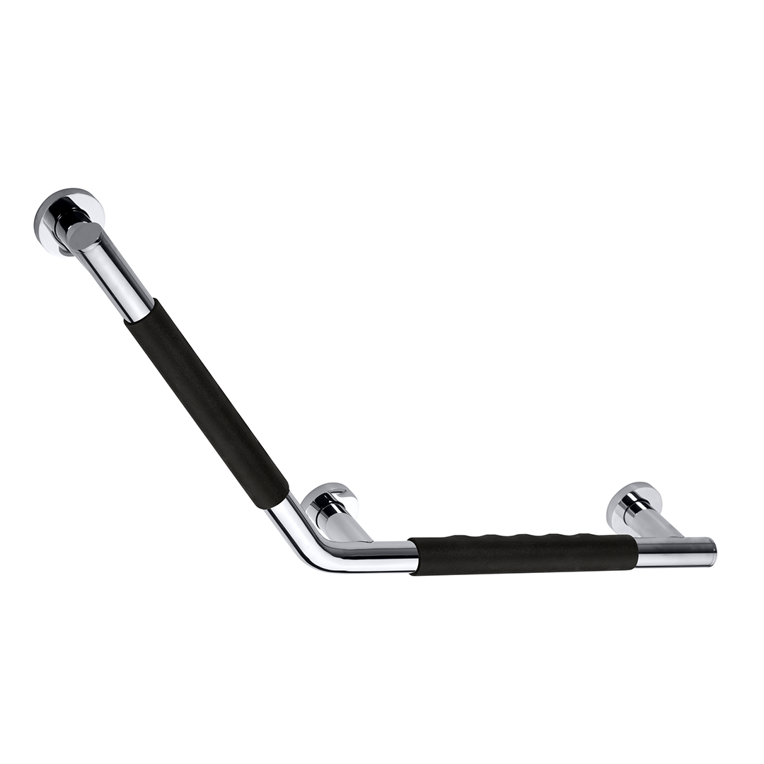 Omega Grab bar, angular 135°, left, black rubber