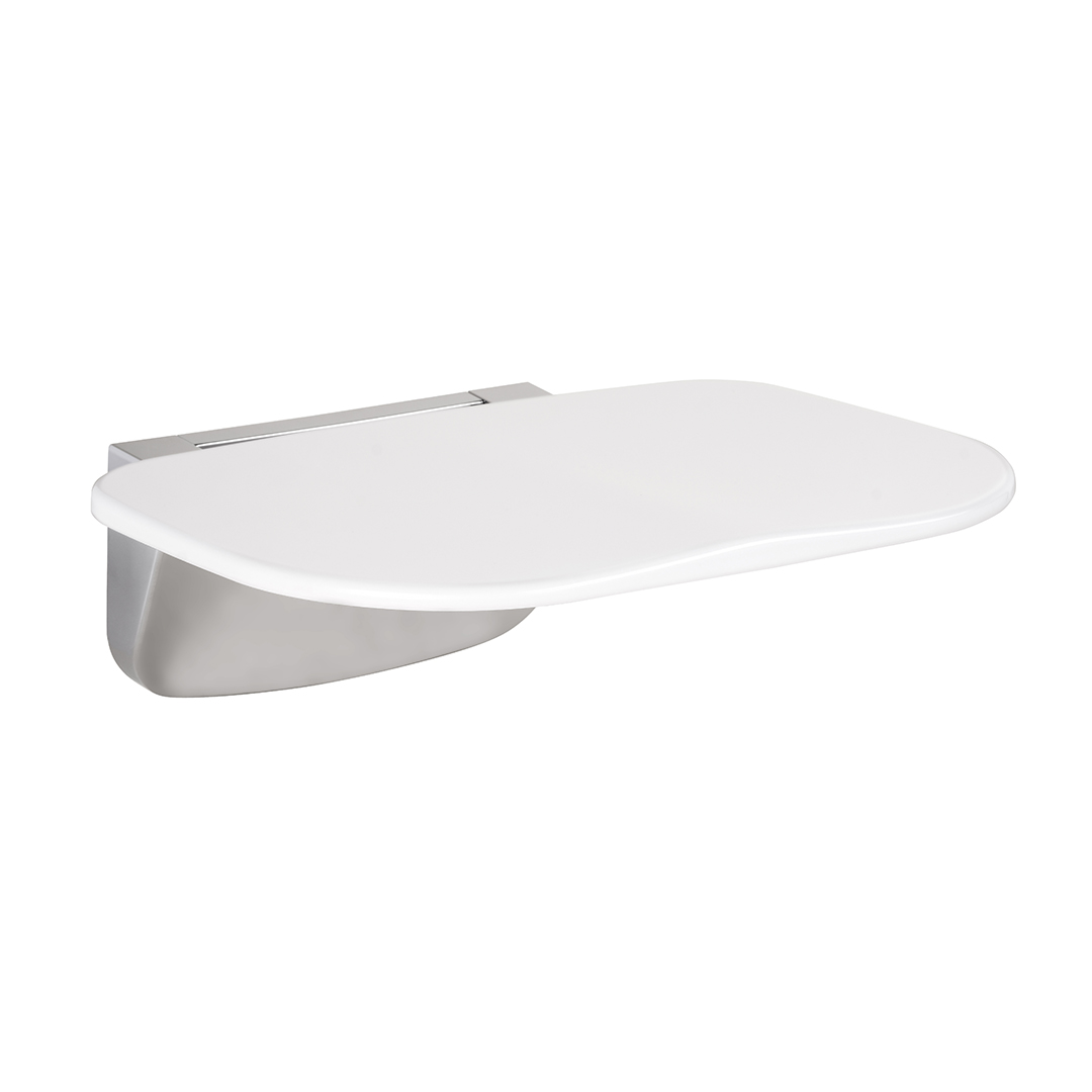 Shower seat, folding, polished, plastic white