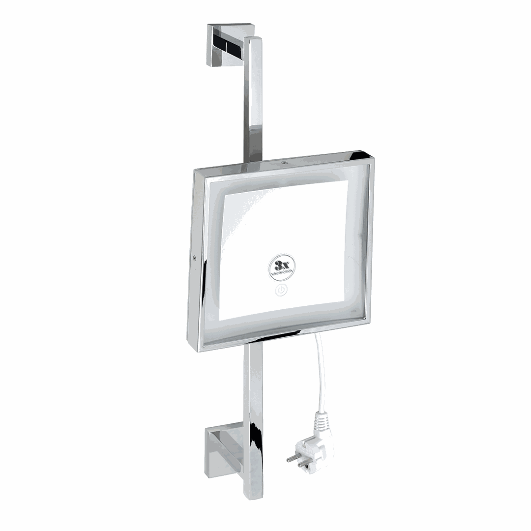 Cosmetic Cosmetic mirror, 200 x 200 mm, on pole, with LED lighting