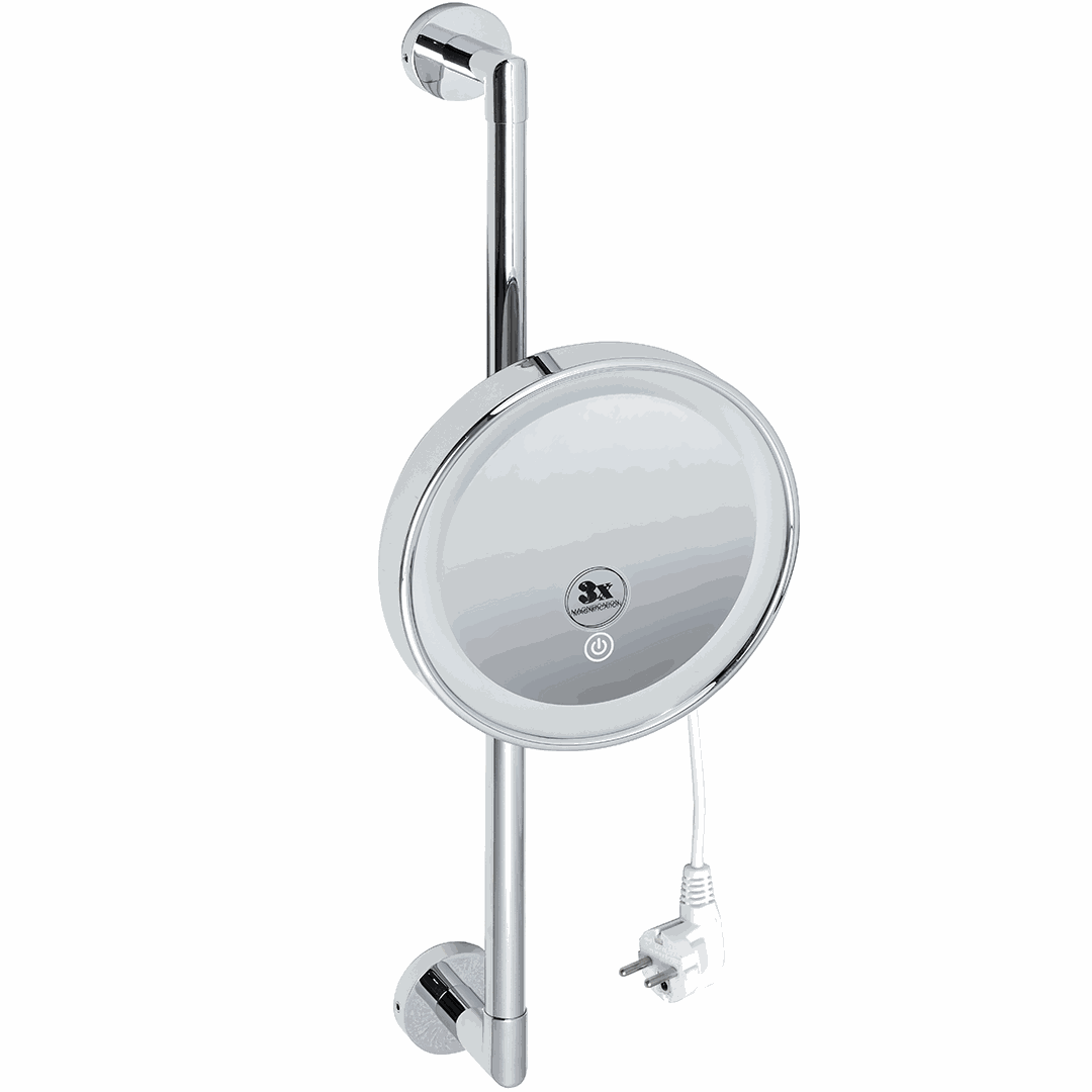 Cosmetic Cosmetic mirror, ø 200 mm, on pole, with LED lighting