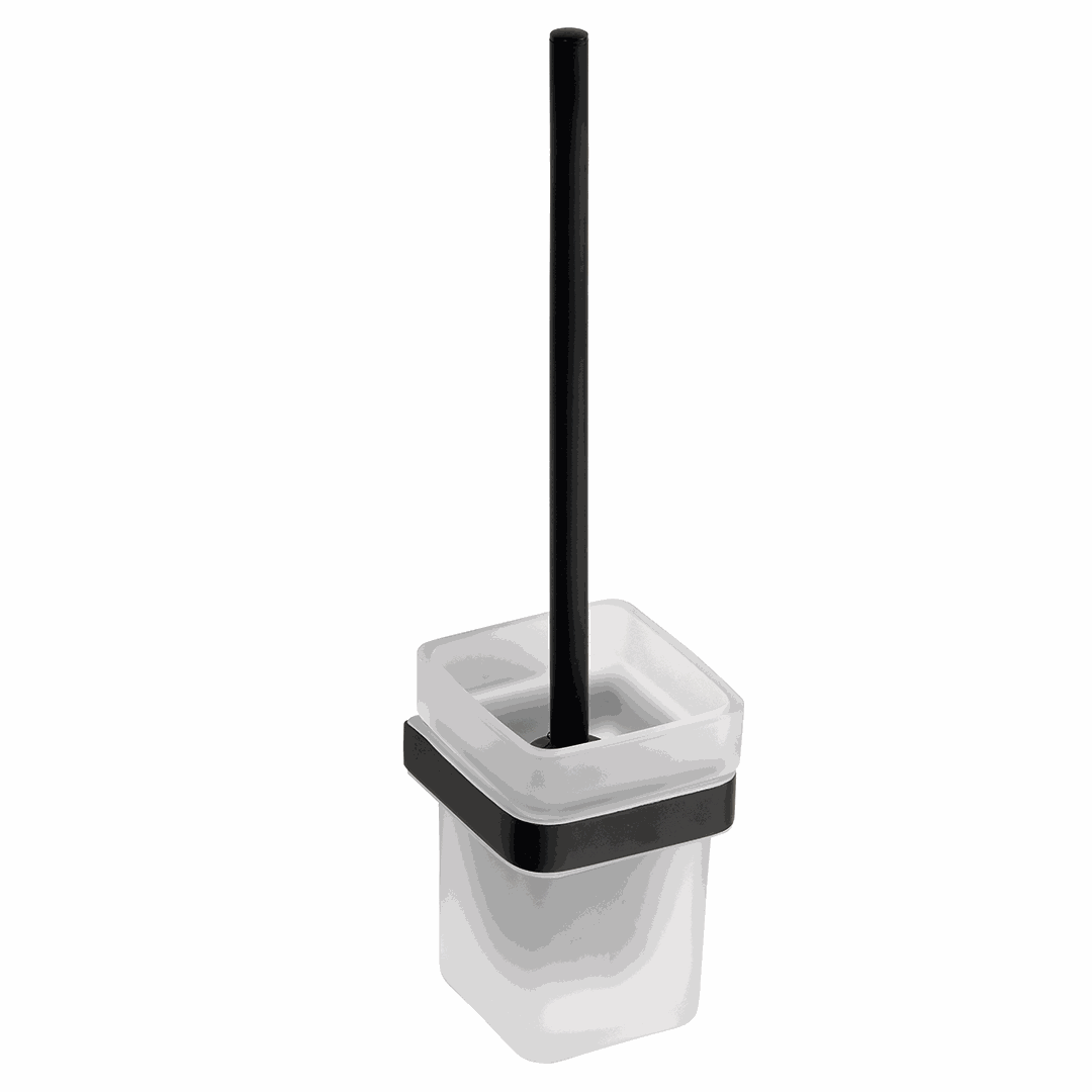 Nero Wall mounted toilet brush holder, glass