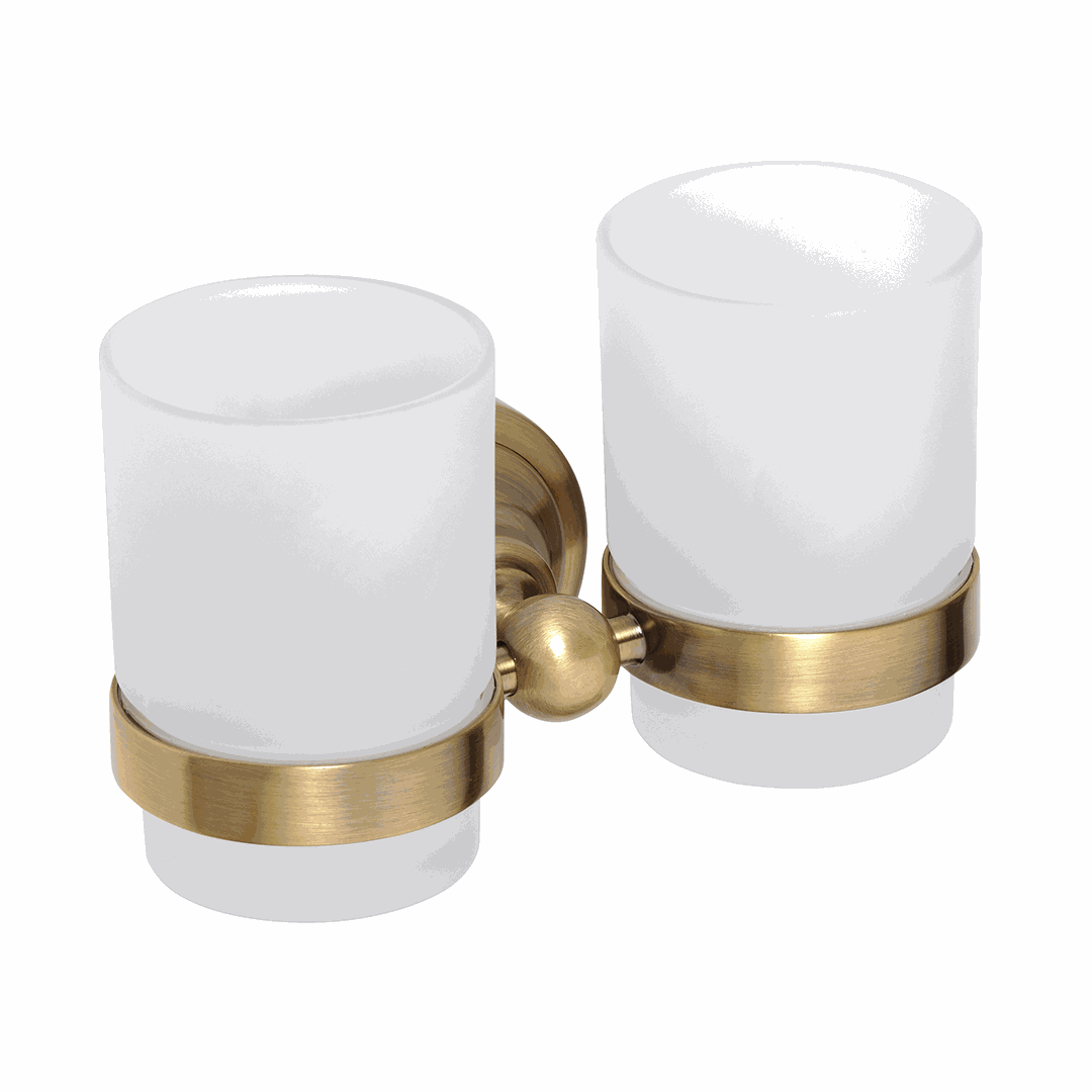 RETRO bronze: Double toothbrush holder, glass