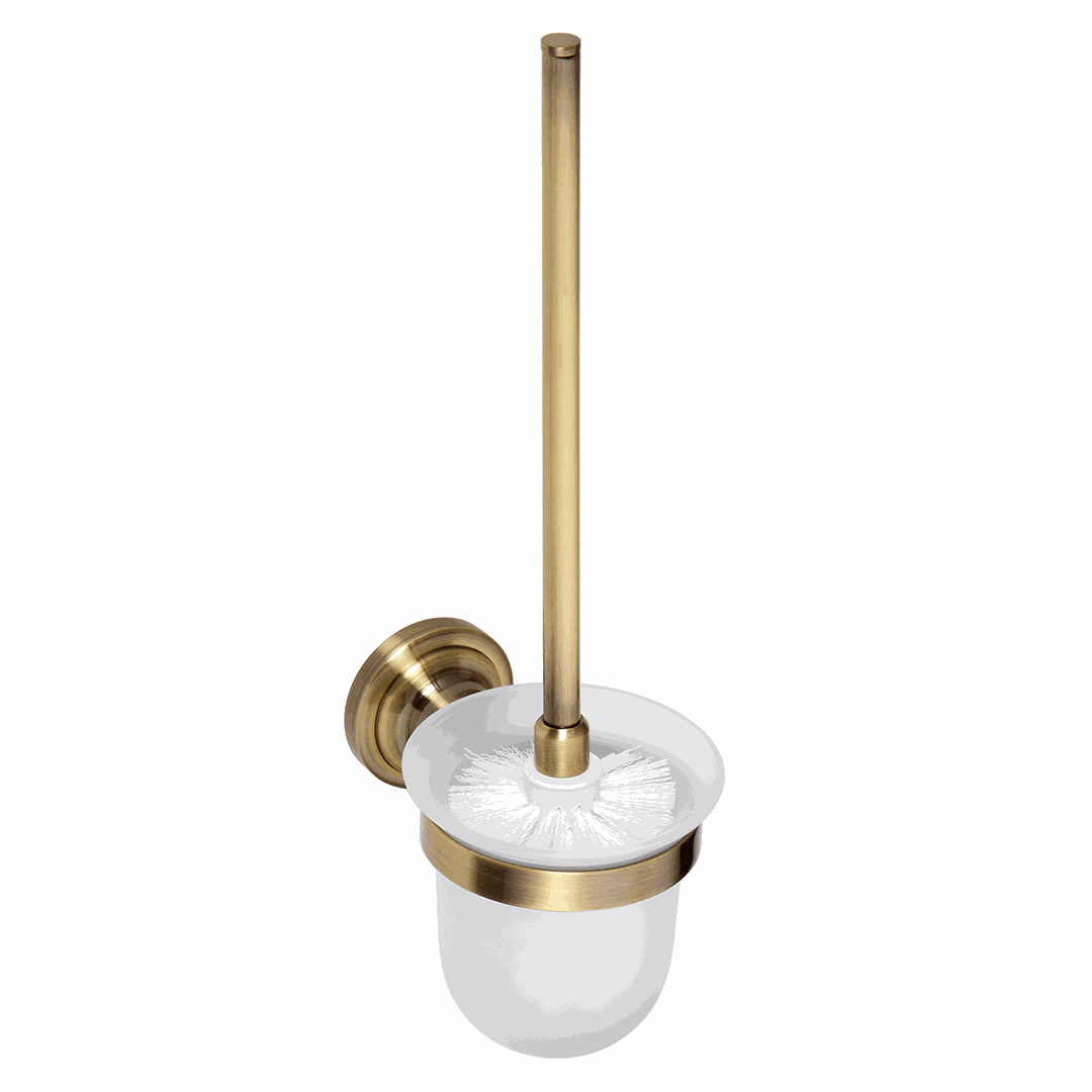 RETRO bronze: Wall mounted toilet brush holder, glass