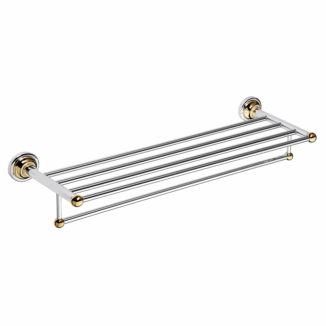 RETRO gold/chrome: Towel holder, 605 mm, with rail