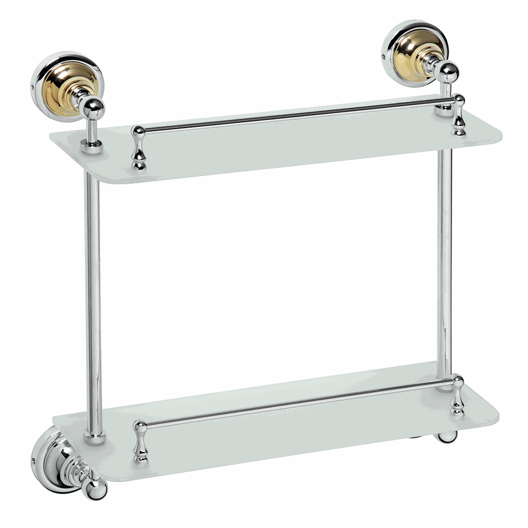 RETRO gold/chrome: Double glass shelf, 400 mm