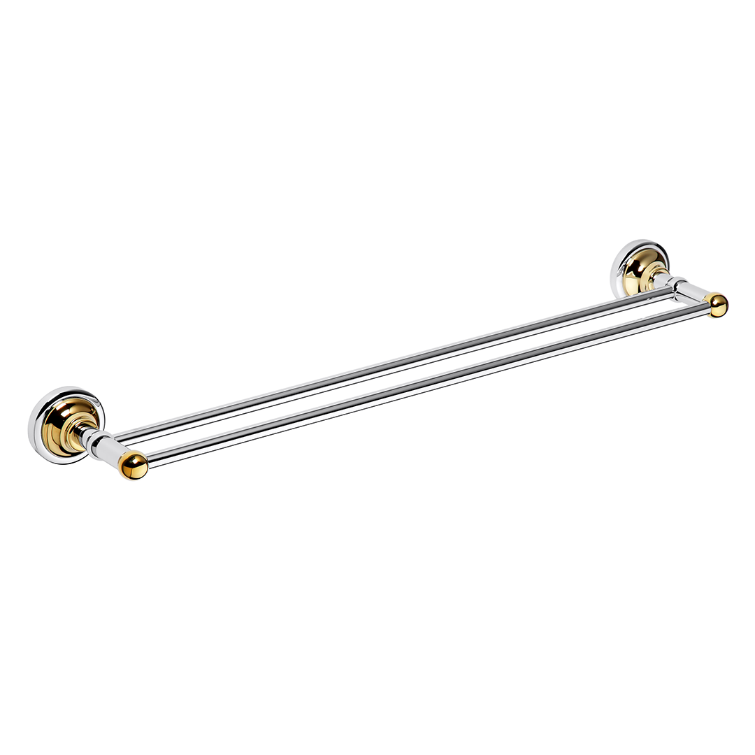 RETRO gold/chrome: Towel holder, 600 mm, double