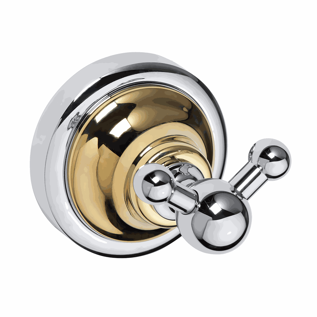 RETRO gold/chrome: Double robe hook