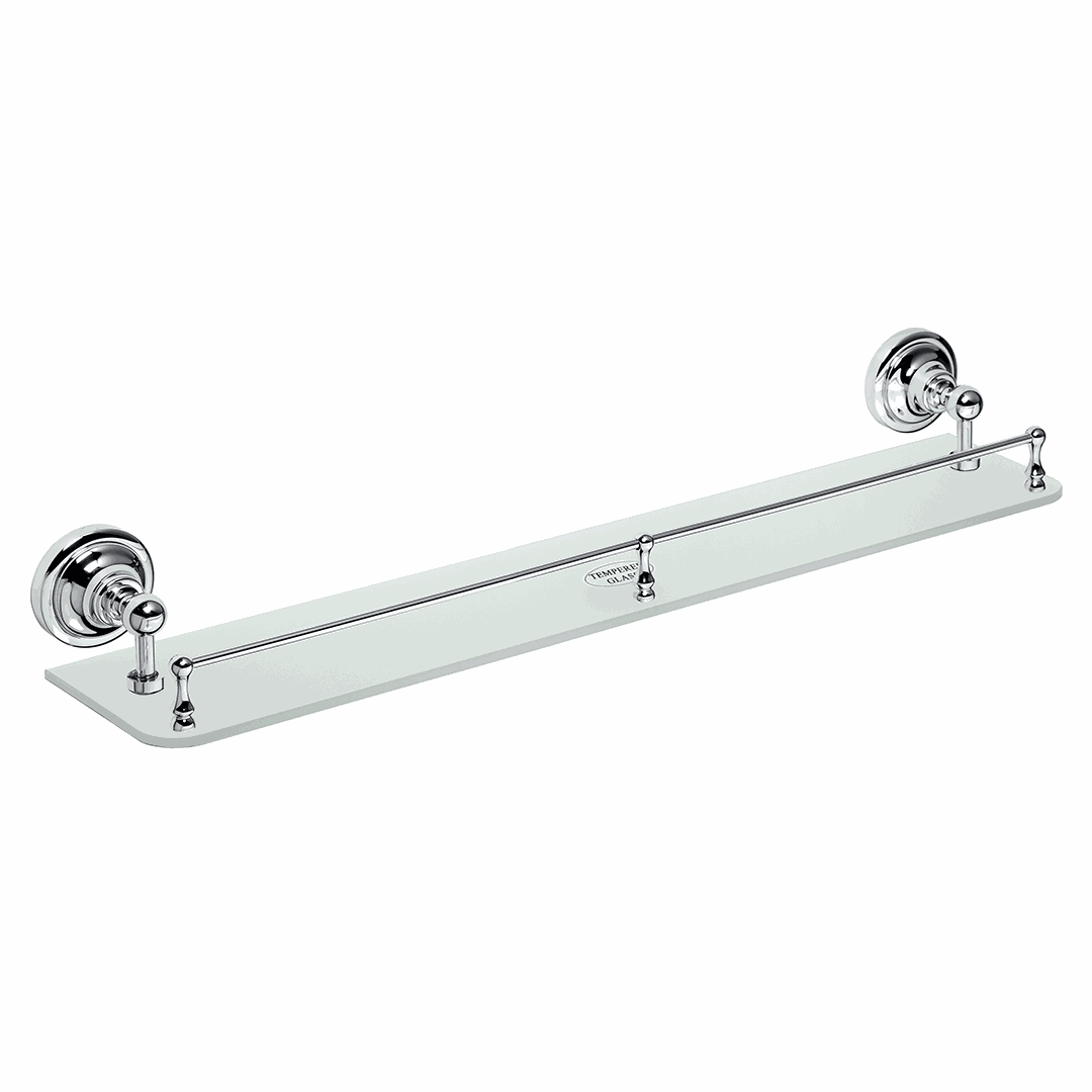 RETRO chrome: Glass shelf with rail, 600 mm