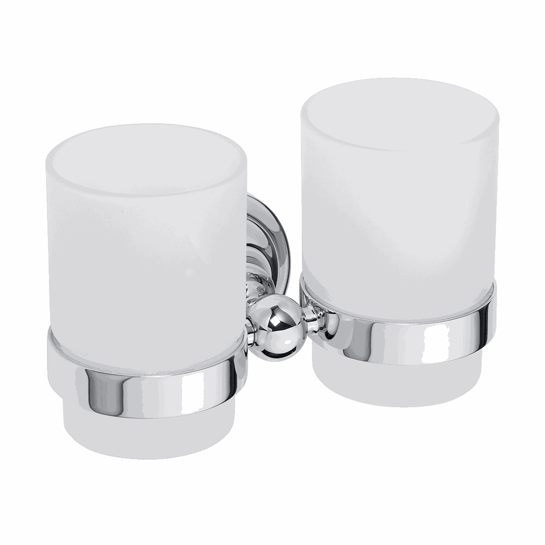 RETRO chrome: Double toothbrush holder, glass