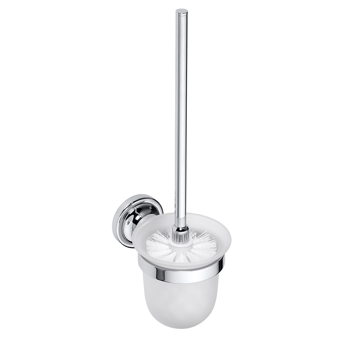 RETRO chrome: Wall mounted toilet brush holder, glass