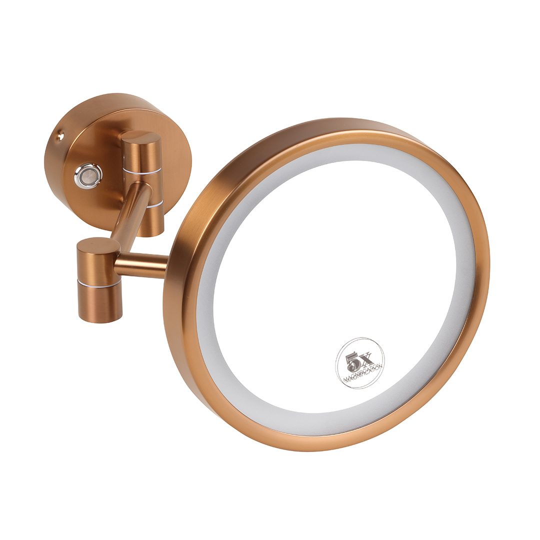 Cosmetic Cosmetic mirror, ø 200 mm, with LED lighting, matt, copper gold