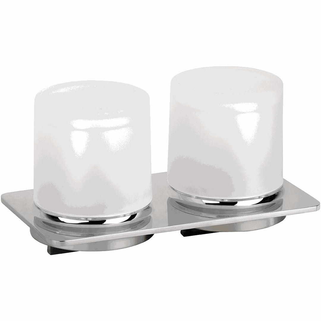 Organic Double soap dispenser, 2 x 200 ml, stainless steel, glass