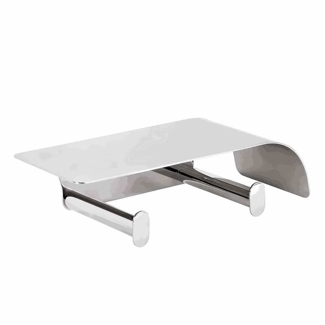 Organic Toilet paper holder, double, with shelf