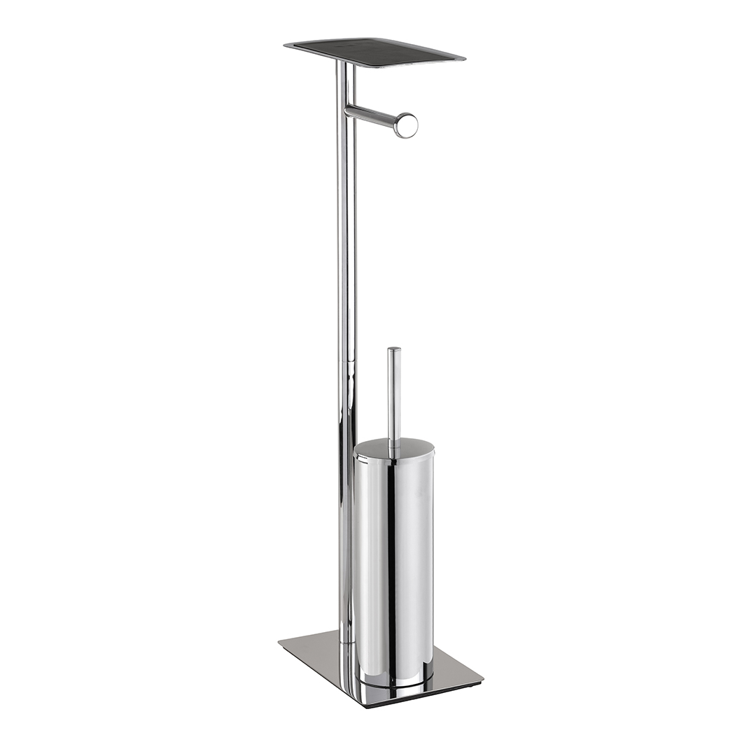 Hotel Stand, with toilet paper holder, with toilet brush, with shelf