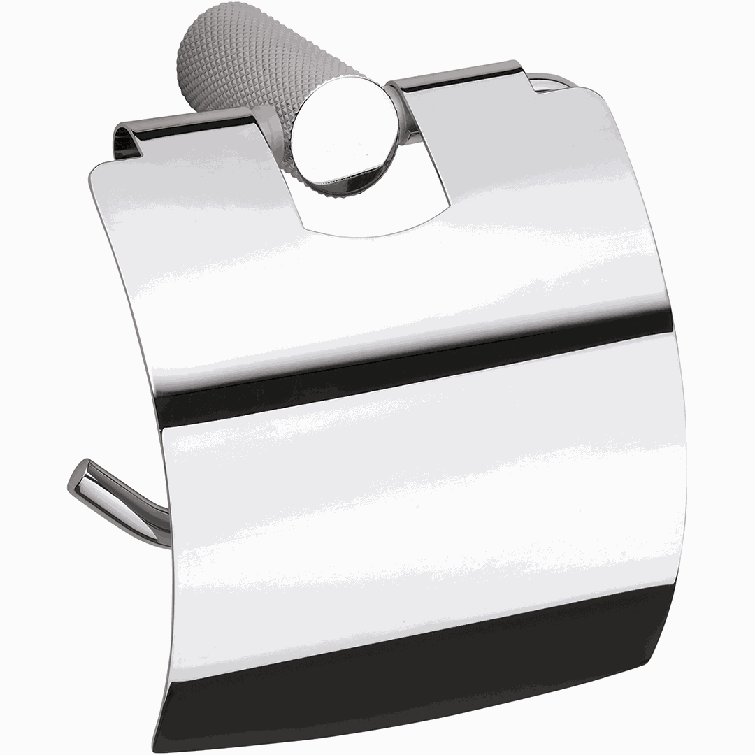 Brilia Toilet paper holder, with cover, polished, silver