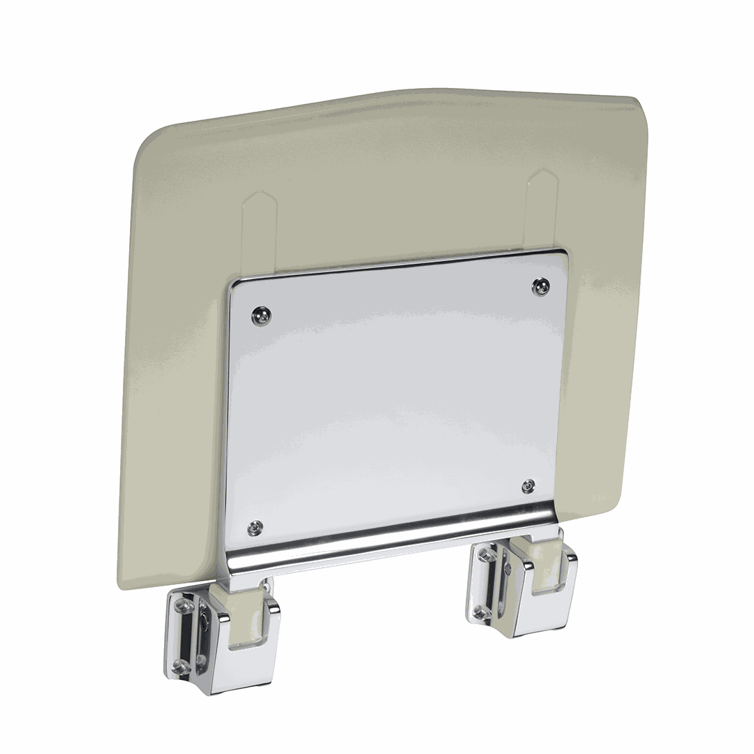 Shower seat, folding, stainless steel, polished, white, plastic cream