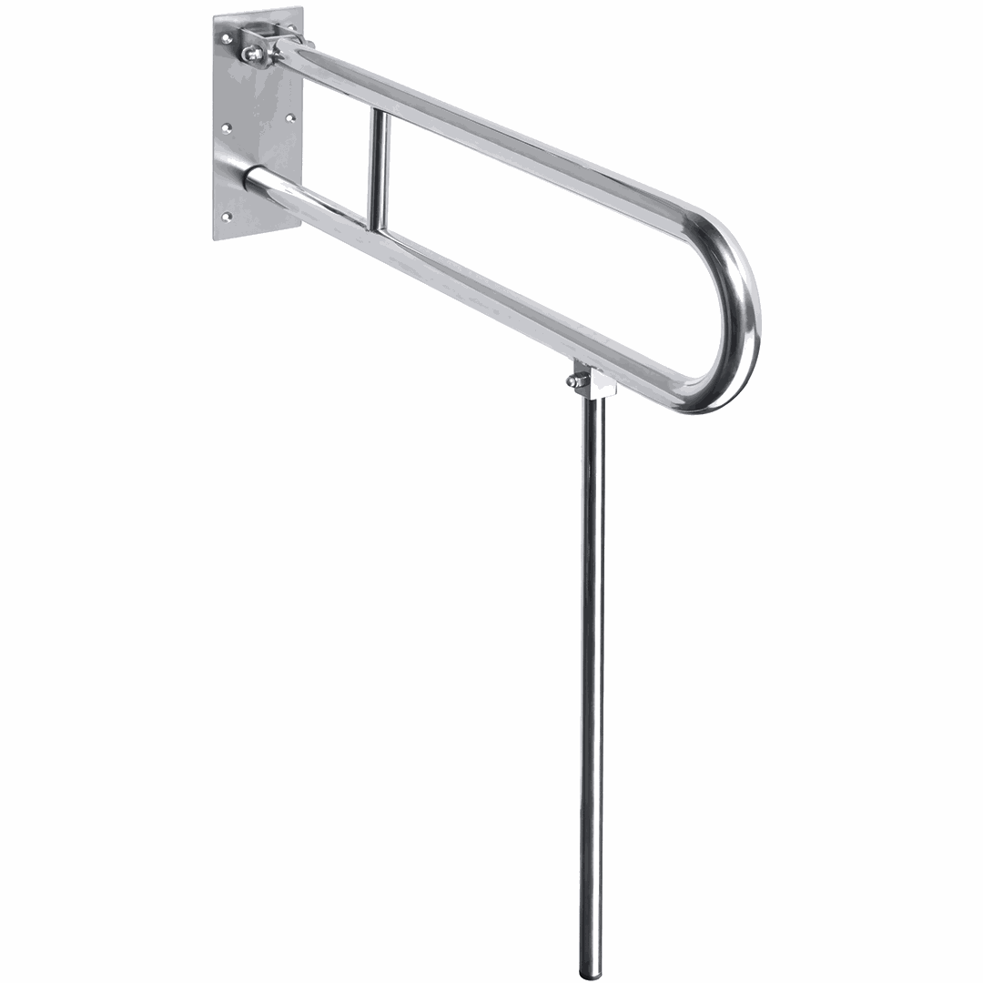 HELP Grab bar, 600 mm, U-shaped, folding, with support leg, without cover