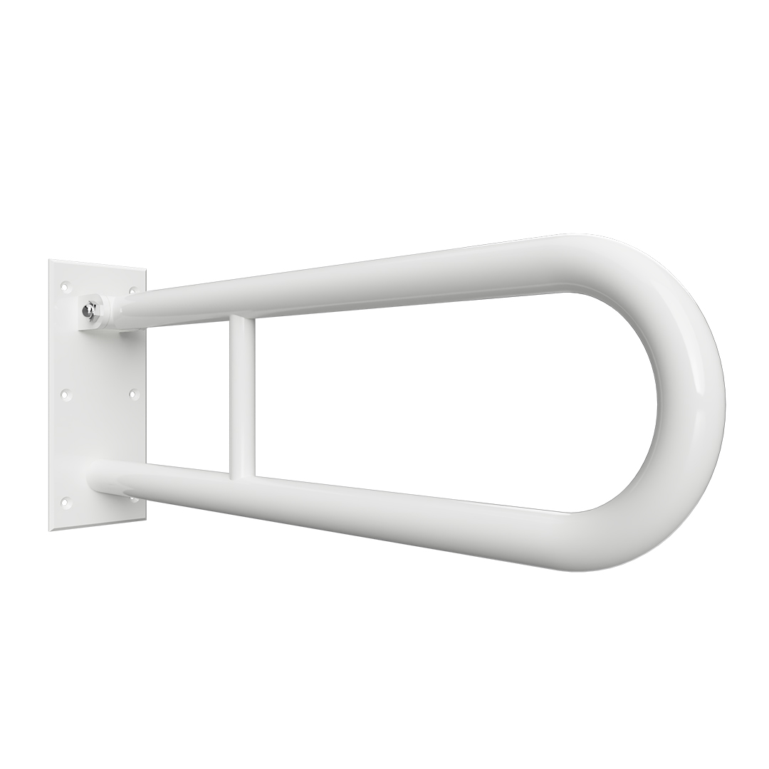 HELP Grab bar, 600 mm, folding, U-shape, with support leg, without cover