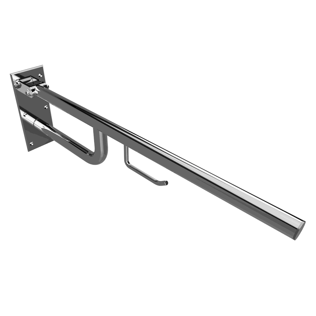 HELP Grab bar, 760 mm, with TP holder, folding, without cover