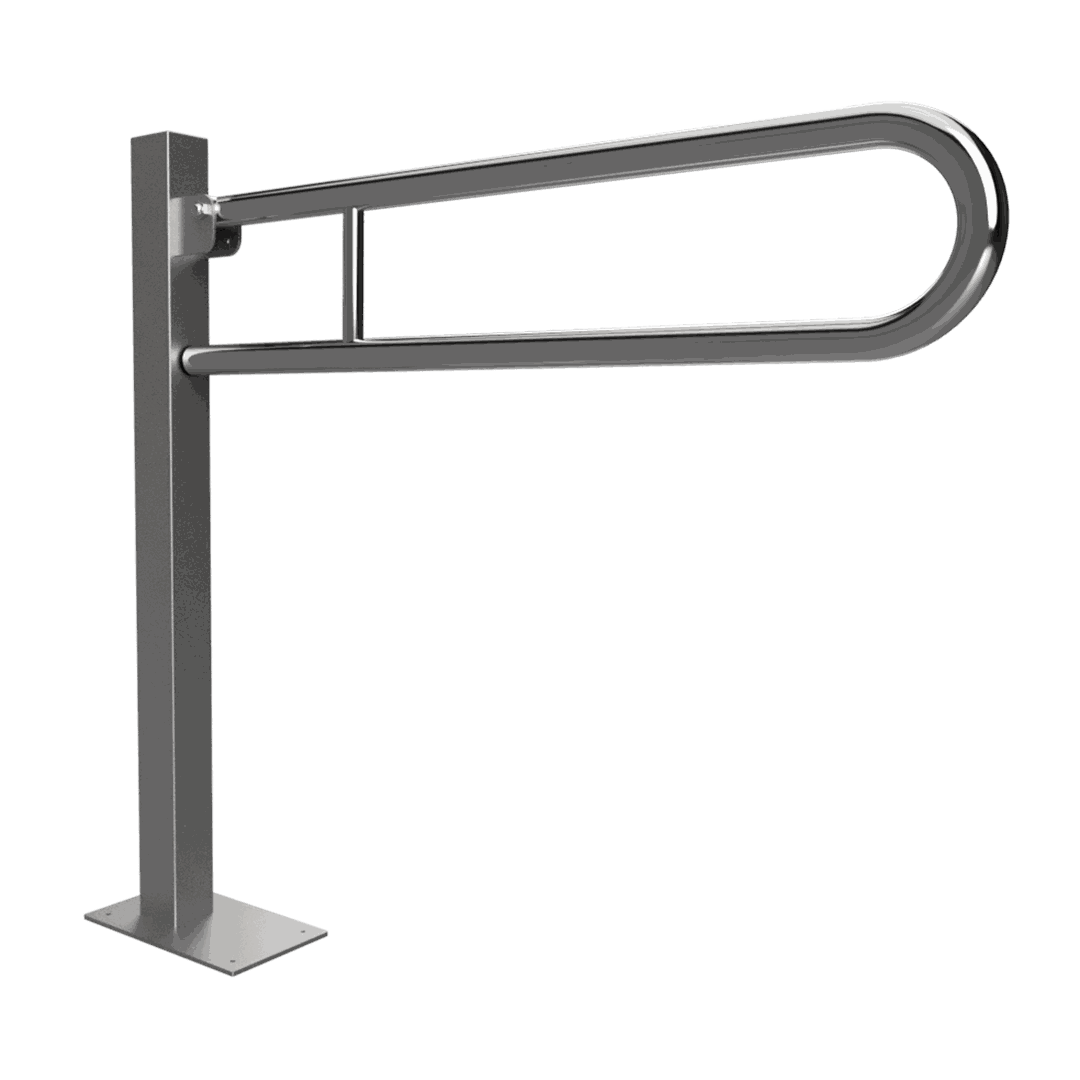 HELP Grab bar, 750 mm, U-shape, folding, floor-mounted, without cover
