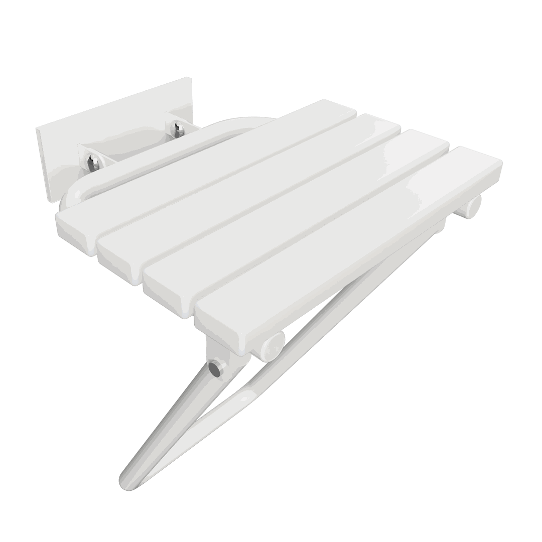 HELP Shower seat, folding, with leg, with cover, white, white plastic