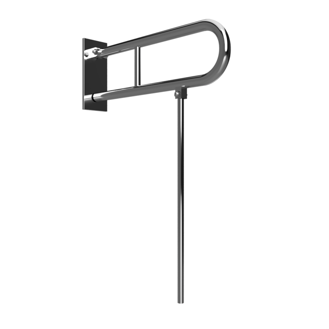 HELP Grab bar, 750 mm, U-shaped, folding, with support leg, with cover