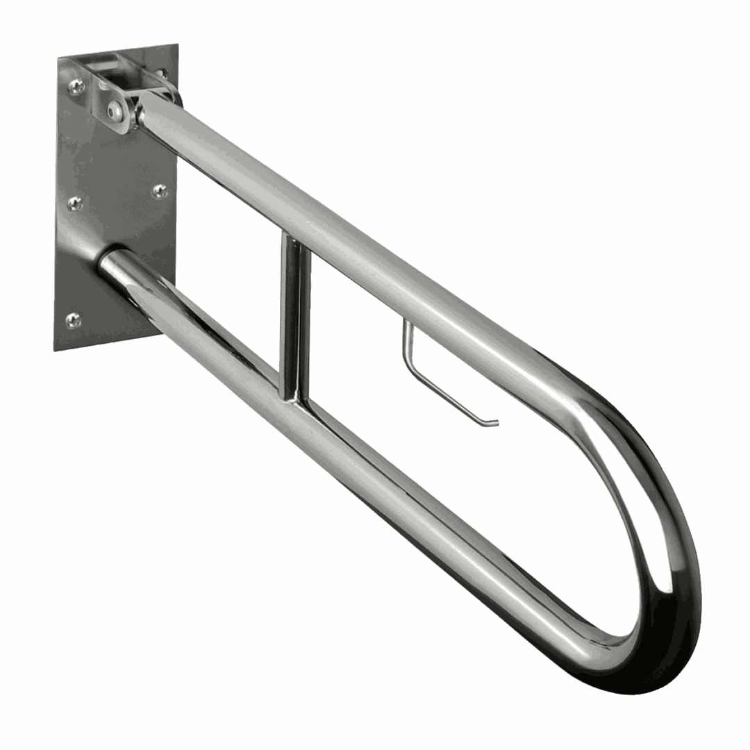 HELP Grab bar, 600 mm, U-shape, with TP holder, folding, without cover