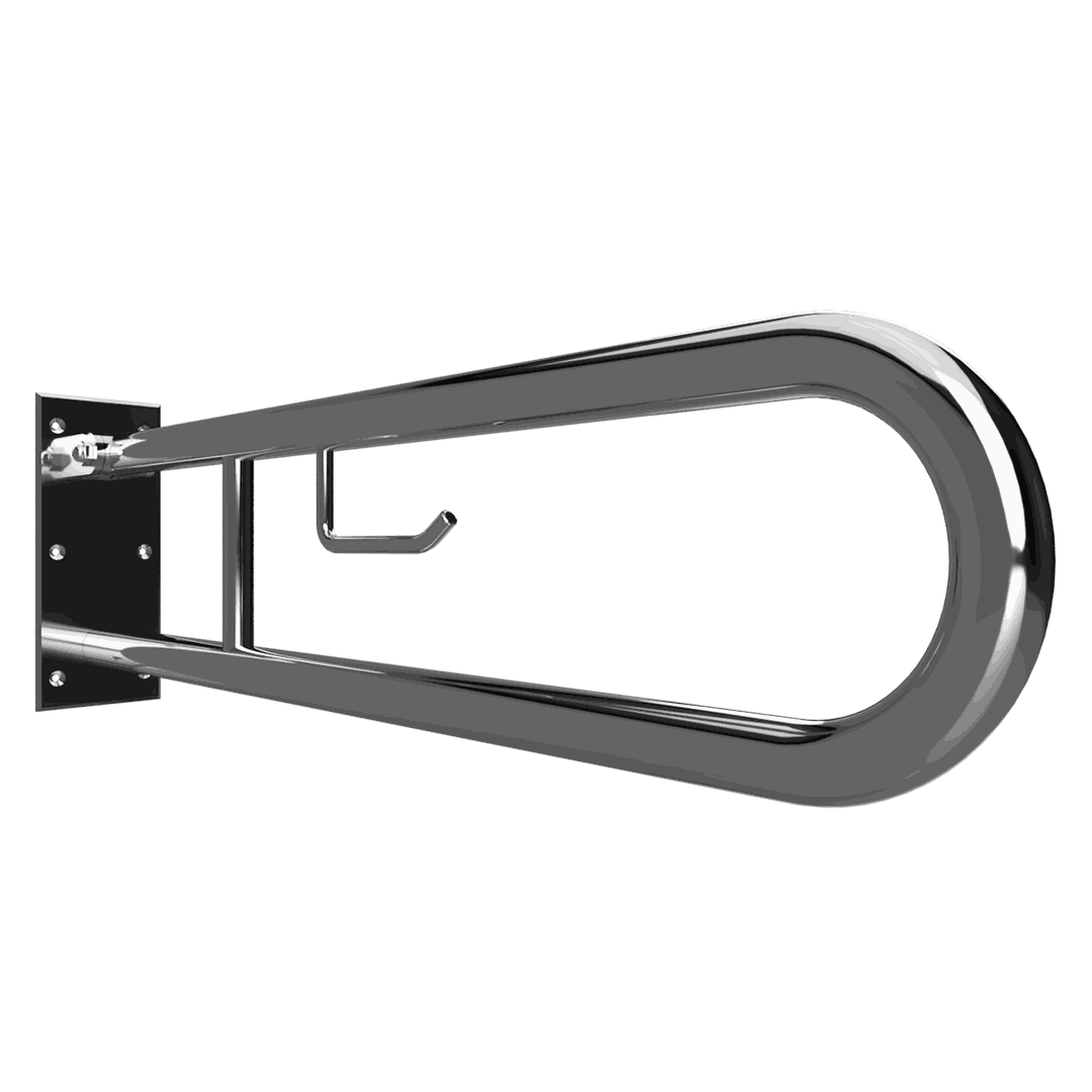 HELP Grab bar, 750 mm, U-shape, with TP holder, folding, without cover