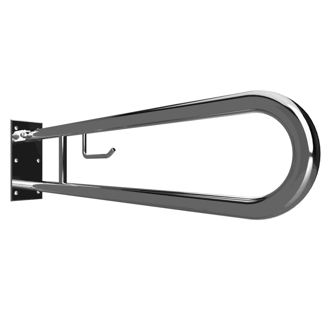 HELP Grab bar, 850 mm, U-shape, with TP holder, folding, without cover