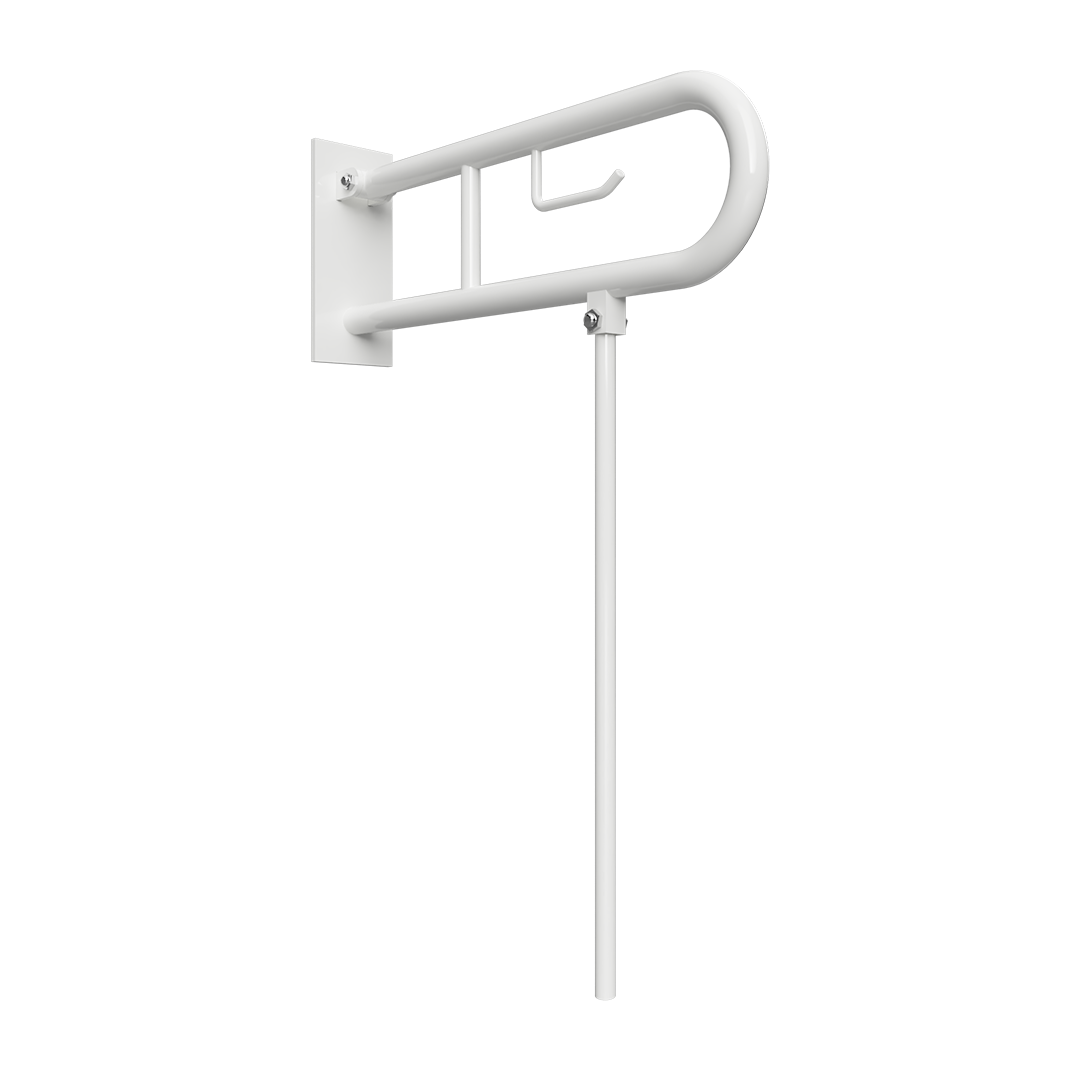 HELP Grab bar, 813 mm, U-shaped, folding, with support leg and TP holder, with cover
