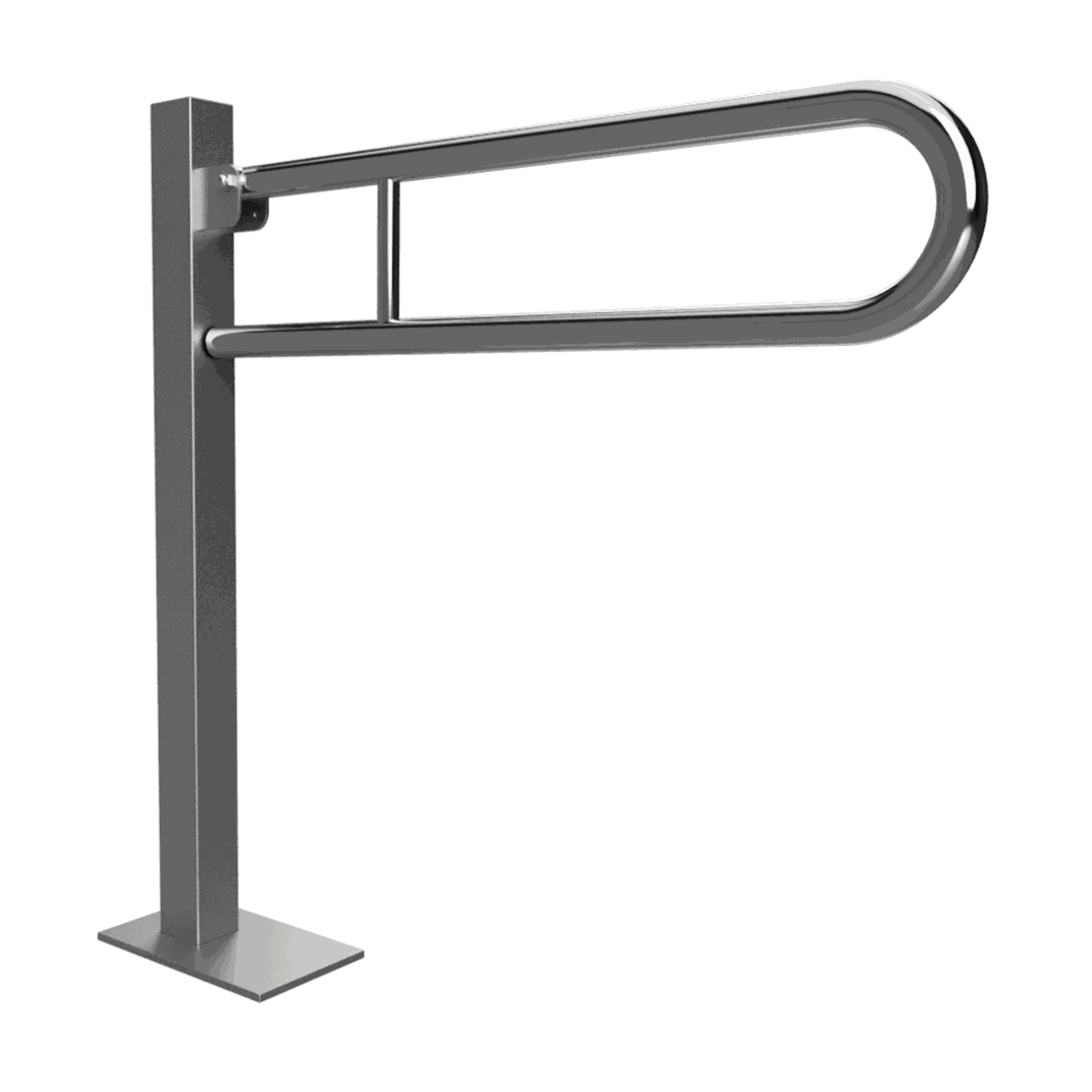 HELP Grab bar, 750 mm, U-shape, folding, floor-mounted, with cover