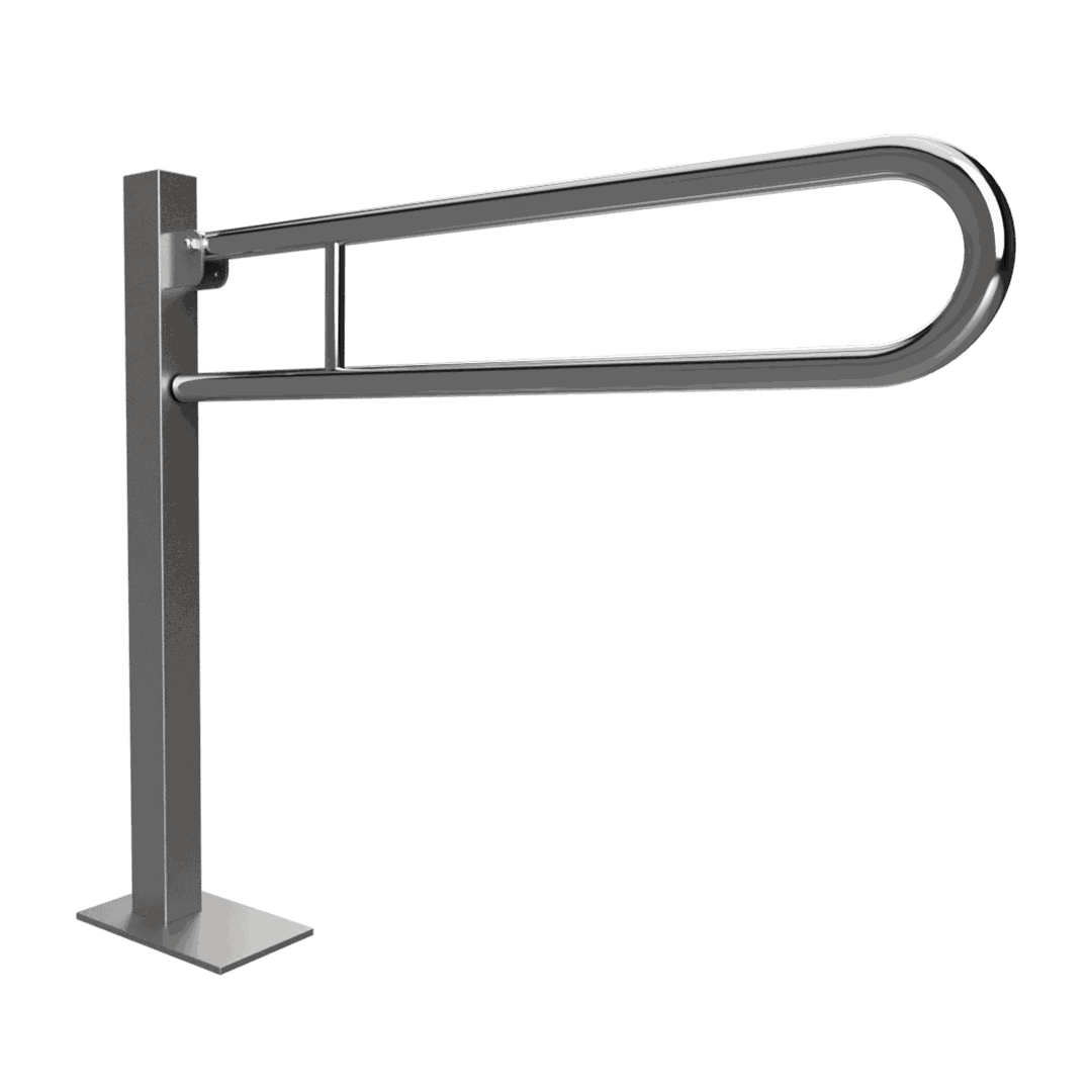HELP Grab bar, 850 mm, U-shape, folding, floor-mounted, with cover