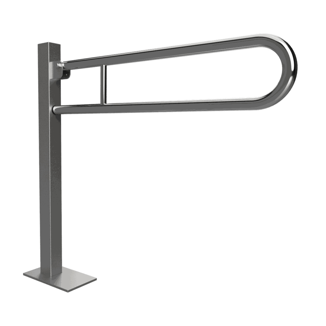 HELP Grab bar, 813 mm, U-shape, folding, floor-mounted, with cover