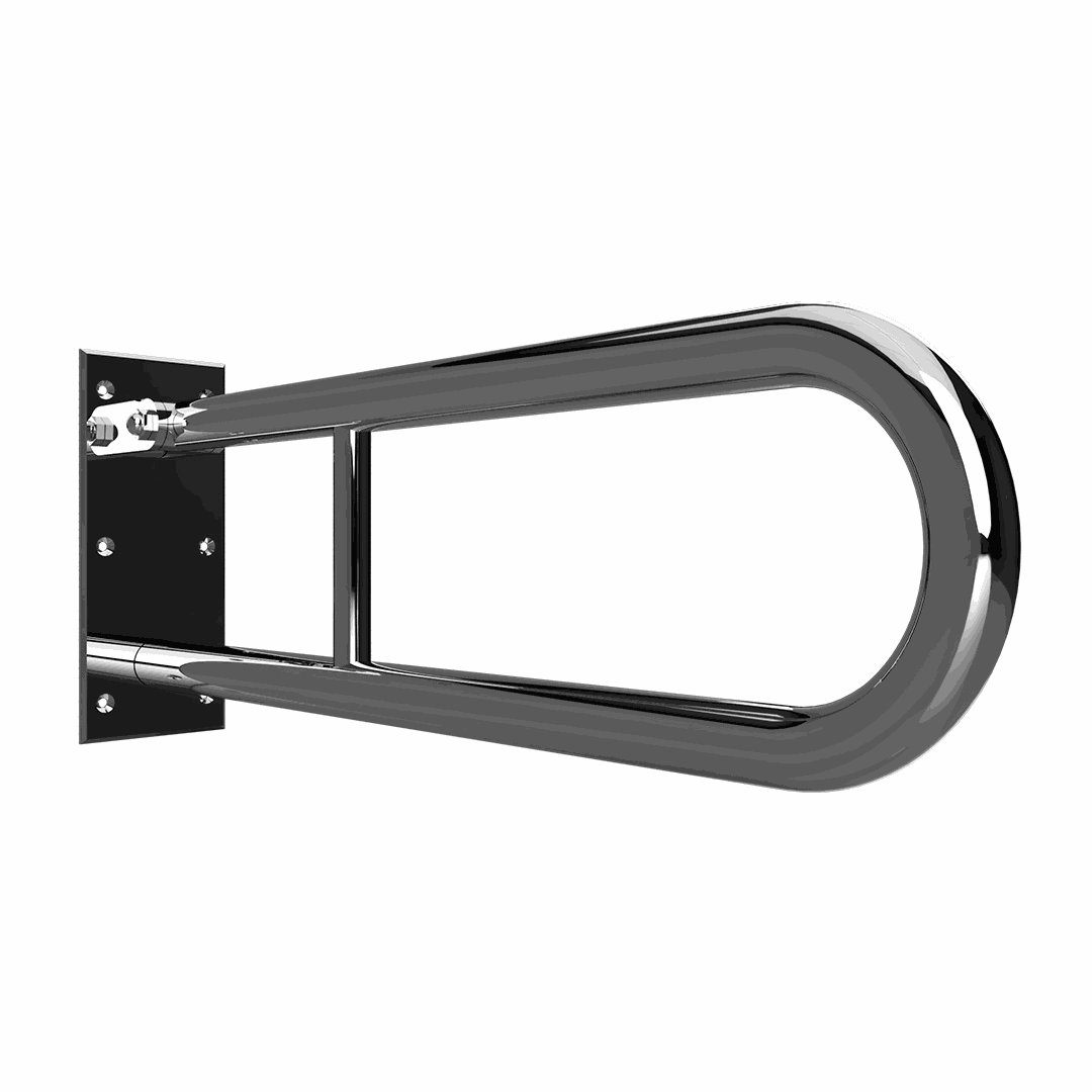 HELP Grab bar, 850 mm, U-shaped, folding, with support leg, without cover, stainless st.