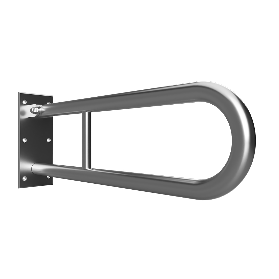 HELP Grab bar, 850 mm, U-shaped, folding, with support leg, without cover