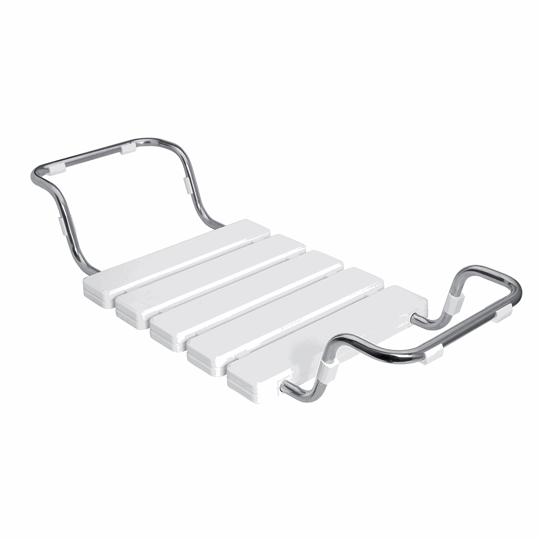 HELP Removable and adjustable bath tub seat, stainless steel, polished, plastic white