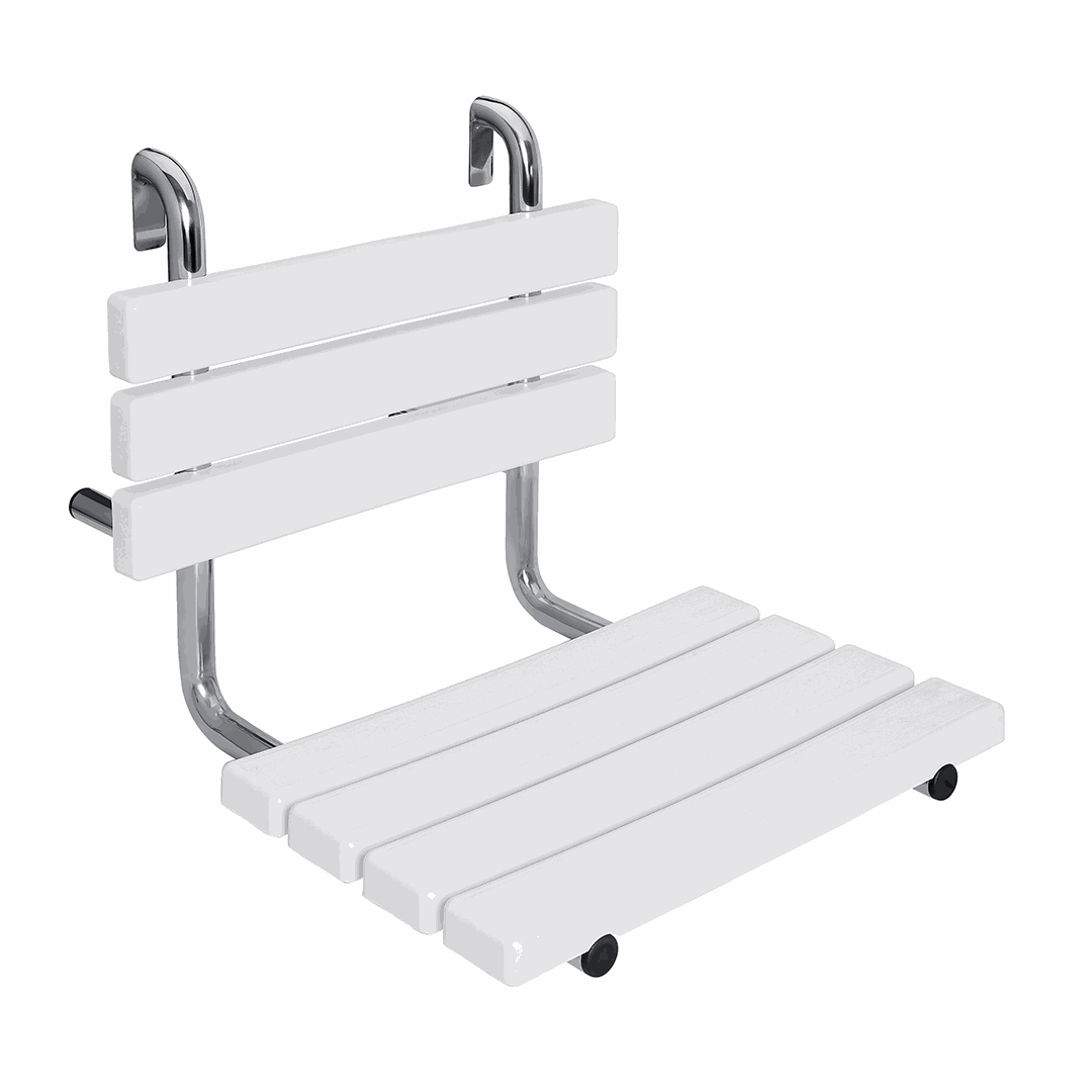 HELP Shower seat, hanging on the handle, stainless steel, polished, plastic white