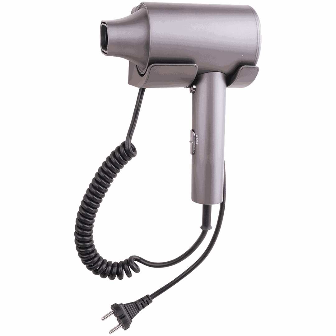 Hotel Hair dryer, 2000W, wall-mounted, with holder, coiled cord